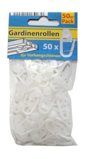 Gardinenrollen für Vorhangschienen weiß 50 Stück (0125)