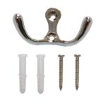 Kleiderhaken Schraubhaken doppelt Metall silber (0212)