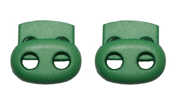Kordelstopper Kordelklemme oval 2 Loch grün 2 Stück (0127)