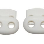 Kordelstopper Kordelklemme oval 2 Loch weiß 2 Stück (0130)