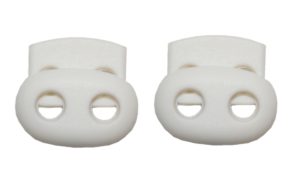 Kordelstopper Kordelklemme oval 2 Loch weiß 2 Stück (0130)