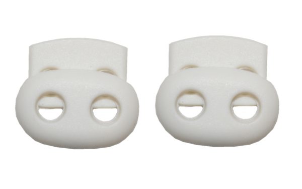 Kordelstopper Kordelklemme oval 2 Loch weiß 2 Stück (0130)