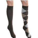 Kniestrümpfe Damen braun kariert + braun Gr.39/42 2 Paar (0065)