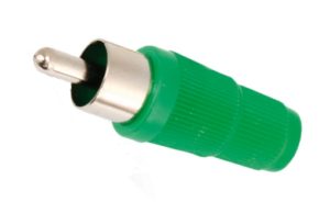 Cinchstecker Kunststoff grün Lötanschluss ohne Knickschutz (0207)