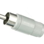 Cinchstecker Kunststoff grau Lötanschluss ohne Knickschutz (0212)