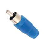 Cinchstecker Kunststoff blau Lötanschluss ohne Knickschutz (0019)