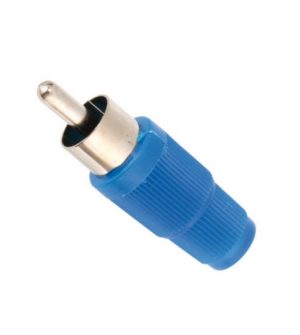 Cinchstecker Kunststoff blau Lötanschluss ohne Knickschutz (0019)