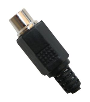 Cinchstecker weiblich schwarz Lötanschluss mit Knickschutz (0229)