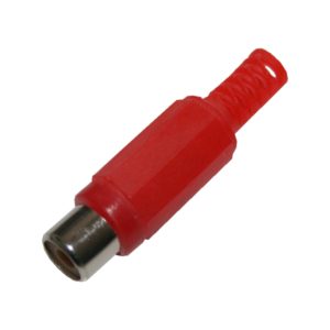 Cinchstecker Cinchkupplung weiblich rot Lötanschluss mit Knickschutz (0252)