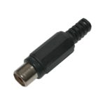 Cinchstecker Cinchkupplung weiblich schwarz Lötanschluss mit Knickschutz (0253)