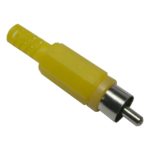Cinchstecker Kunststoff gelb Lötanschluss mit Knickschutz (0324)
