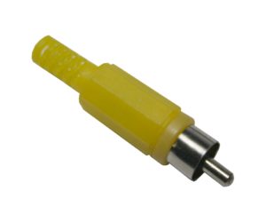 Cinchstecker Kunststoff gelb Lötanschluss mit Knickschutz (0324)