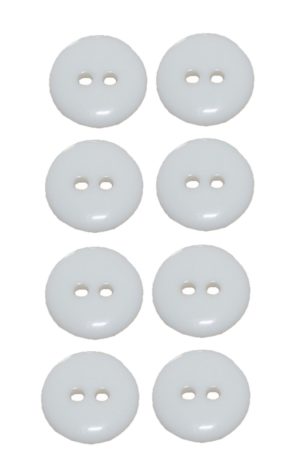 Knopf Knöpfe 15 mm 2 loch weiß 8 Stück (0036)
