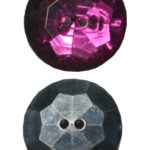 Knopf Knöpfe Facettenschliff 25 mm Kristall-Optik 2 Loch fuchsia 2 Stück (0046)