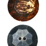 Knopf Knöpfe Facettenschliff 25 mm Kristall-Optik 2 Loch braun 2 Stück (0047)