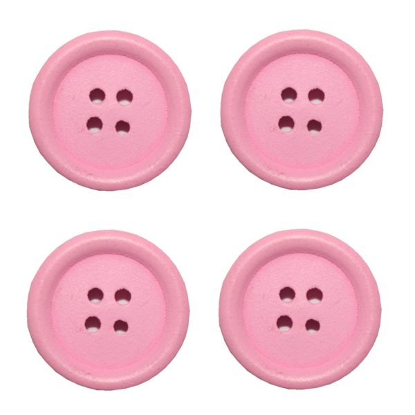Knopf Holzknopf 20mm 4 loch rosa 4 Stück (0057)