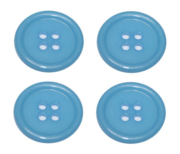 Knopf Knöpfe 20mm 4 loch hellblau 4 Stück (0129)