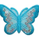 Aufnäher Bügelbild Aufbügler Schmetterling türkis 45x70mm (1080)