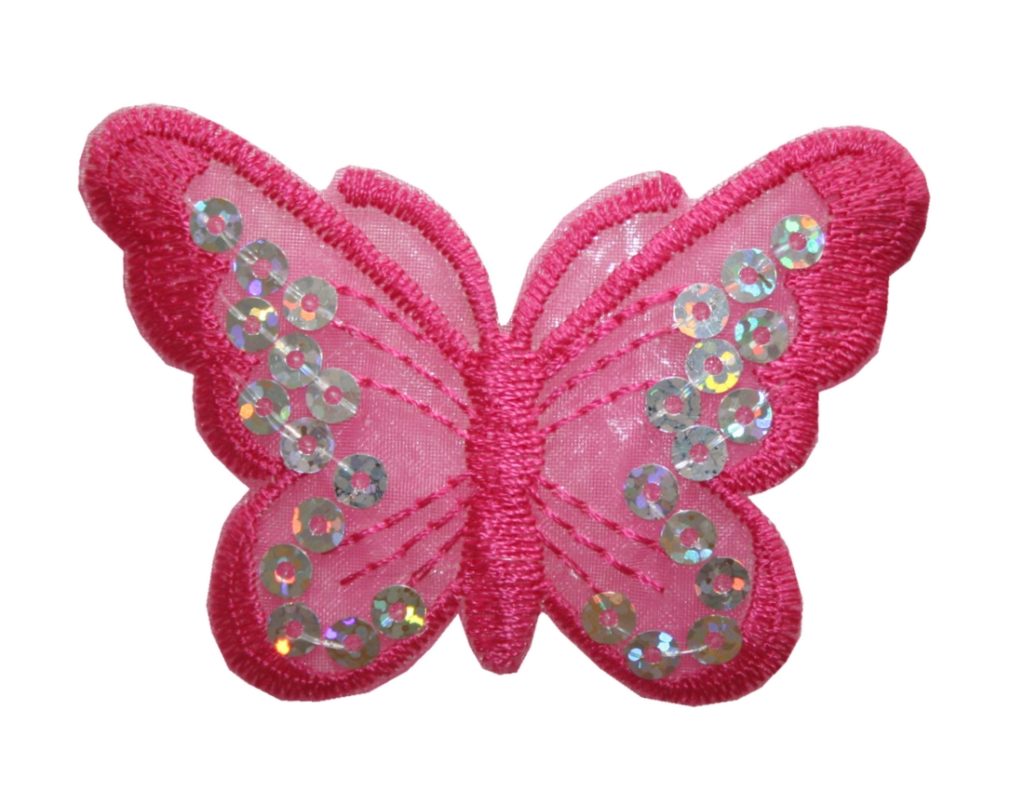 Aufnäher Bügelbild Aufbügler Schmetterling 45x70mm rosa (1082)