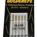 Nähmaschinennadeln Jeans nickelfrei Stärke 80-100 5 Stück (0000)