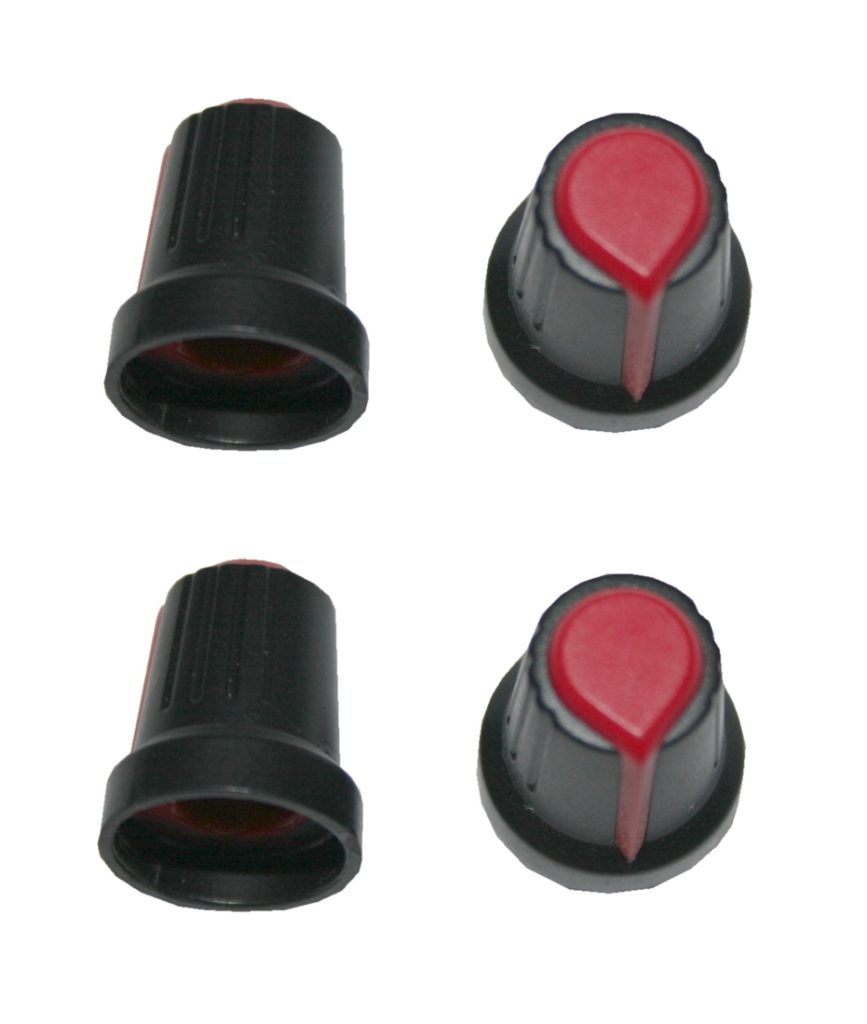 Drehknopf Geräteknopf Potiknopf 6mm rot/schwarz 4 Stück (0065)