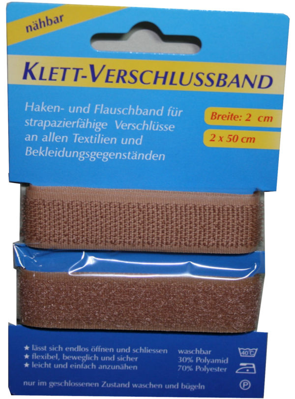 Klettband Klettverschluss 2x50cm 2cm beigebraun (1009)