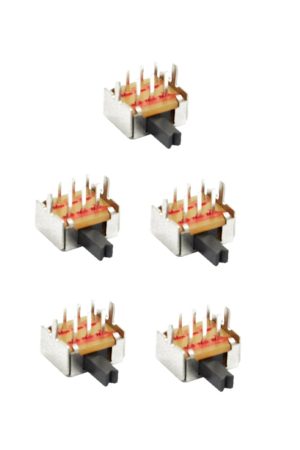 Mini Schiebeschalter Schalter SK22D07 6pin 2xON-ON rechtwinklig 5 Stück (0045)