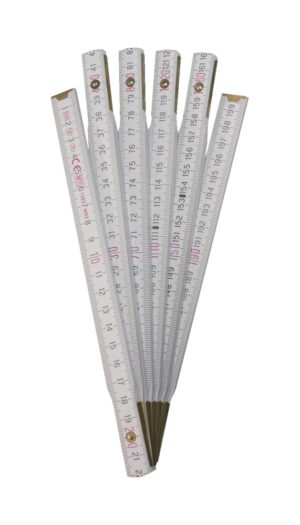 Gliedermaßstab 2 Meter Zollstock Buchenholz Meterstab weiß (0234)