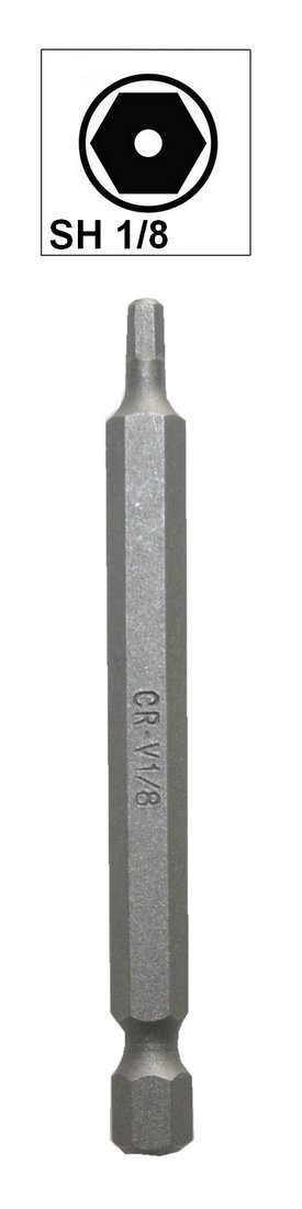 Bit Sechskant mit Loch Bohrung SH1/8 Chrom-Vanadium 75 mm (0097)