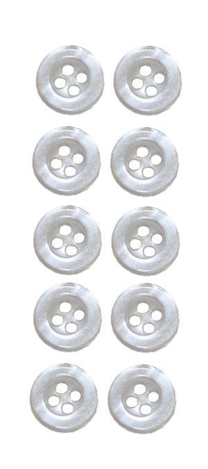 Knopf Knöpfe 10 mm 4 loch weiß transparent 10 Stück (0037)