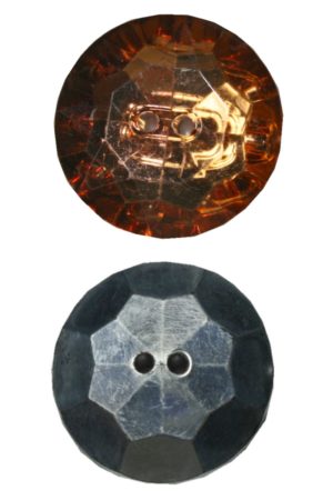 Knopf Knöpfe Facettenschliff 25 mm Kristall-Optik 2 Loch braun 2 Stück (0047)