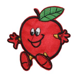 Aufnäher Bügelbild Aufbügler Apfel mit Gesicht 75x80mm (1074)