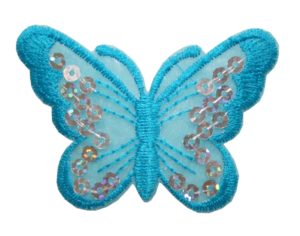 Aufnäher Bügelbild Aufbügler Schmetterling türkis 45x70mm (1080)