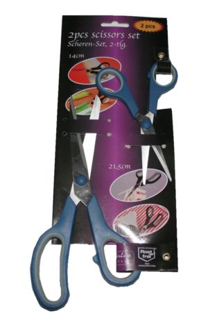 Haushaltsscherenset 2-teilig Edelstahl ergonomischer Griff blau (9011)