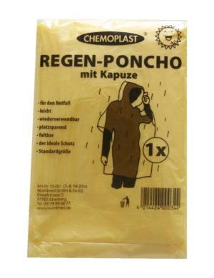 Regenponcho mit Kaputze Regen Poncho gelb (9500)