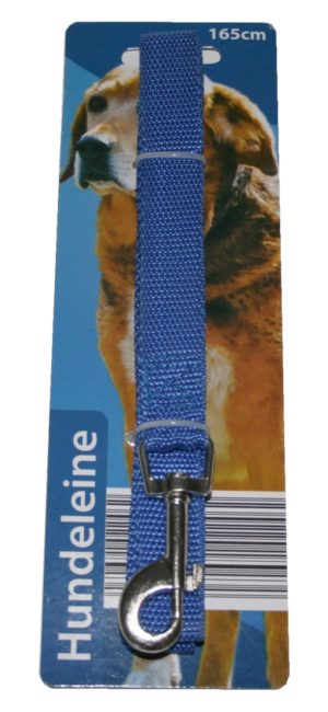 Hundeleine mit Handschlaufe und Karabiner inkl. Drehwirbel 165 cm blau (0033)