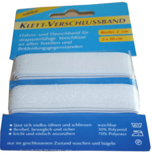 Klettband Klettverschluss 2x50cm 2cm weiß (1012)