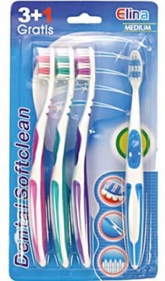 2x Zahnbürste Elina Softclean 3+1 Antirutschgriff