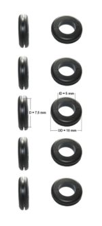 Durchgangstüllen Kabeldurchführung Kabeldurchlass 5mm schwarz 10 Stück (0153)