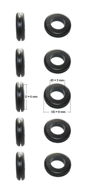 Durchgangstüllen Kabeldurchführung Kabeldurchlass 3mm schwarz 10 Stück (0152)