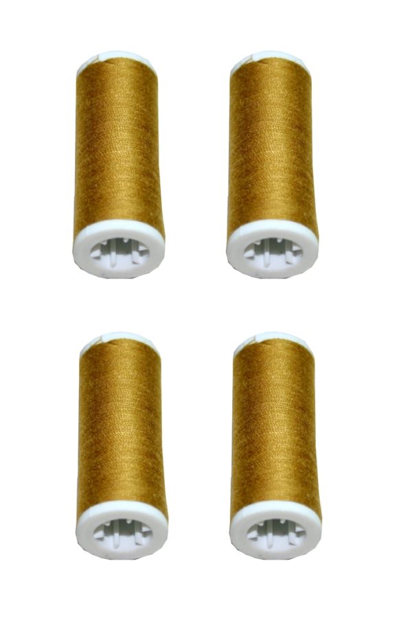 Nähmaschinen Nähgarn 400m 4 Rollen je 100m Polyester 40/2 goldbraun (1036)