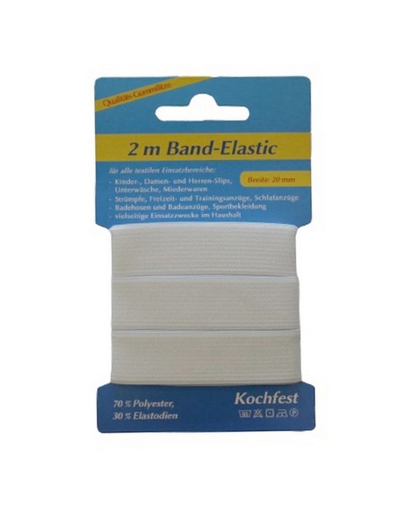 Gummilitze Gummiband Band-Elastic 2m 20mm weiß (1009)