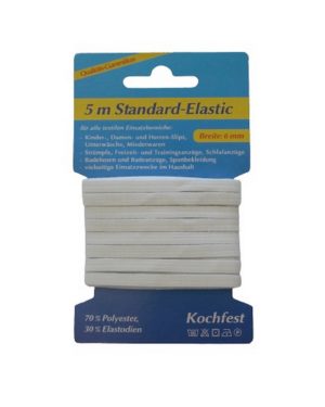 Gummilitze Gummiband Breit-Elastic 5m 6mm weiß (1011)