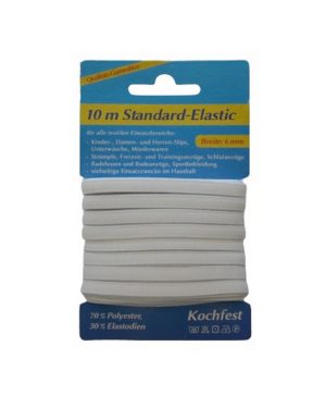 Gummilitze Gummiband Breit-Elastic 10m 6mm weiß (1013)