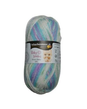 Strickgarn Garn Bravo Baby 50g 185m türkis lila weiß (0194)