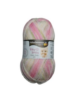 Strickgarn Garn Bravo Baby 50g 185m rose grün weiß (0196)