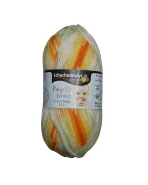 Strickgarn Garn Bravo Baby 50g 185m gelb orange weiß (0197)