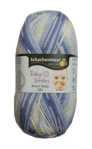 Strickgarn Garn Bravo Baby 50g 185m blau gelb weiß (0193)