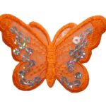 Aufnäher Bügelbild Aufbügler Schmetterling 45x70mm orange (1083)