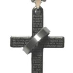 Halskette mit schwarzen Kreuz und Edelstahlring (0018)